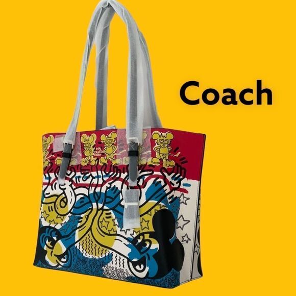 NEW COACH DISNEY MICKEY MOUSE X KEITH HARING TOTE SHOULDER BAG - Picture 8 of 16